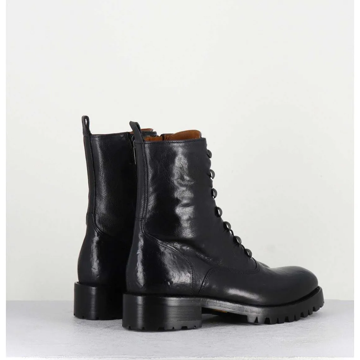 Bottines A Boutonniere En Cuir Noir - 2738 Buffalo Nero