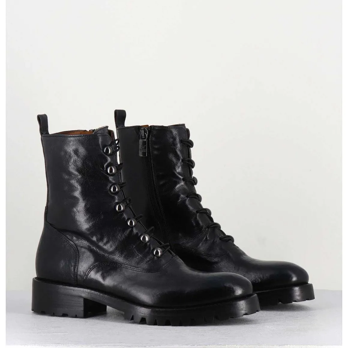 Bottines A Boutonniere En Cuir Noir - 2738 Buffalo Nero