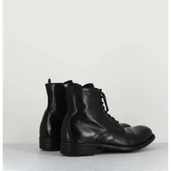 Bottines A Lacets En Cuir Noir - Calixte02 Nero
