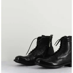 Bottines A Lacets En Cuir Noir - Calixte02 Nero