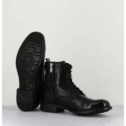 Bottines A Lacets En Cuir Noir - Calixte02 Nero