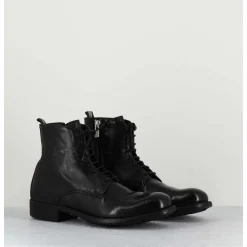 Bottines A Lacets En Cuir Noir - Calixte02 Nero
