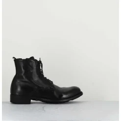 Bottines A Lacets En Cuir Noir - Calixte02 Nero