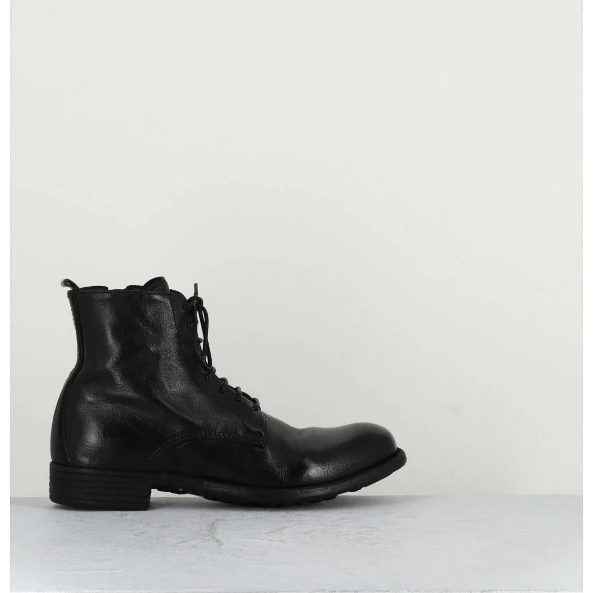 Bottines A Lacets En Cuir Noir - Calixte02 Nero