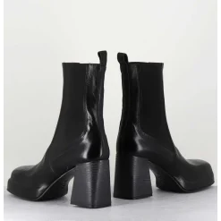 Bottines Chelsea En Cuir Noir Brillant - Cw337 Nero