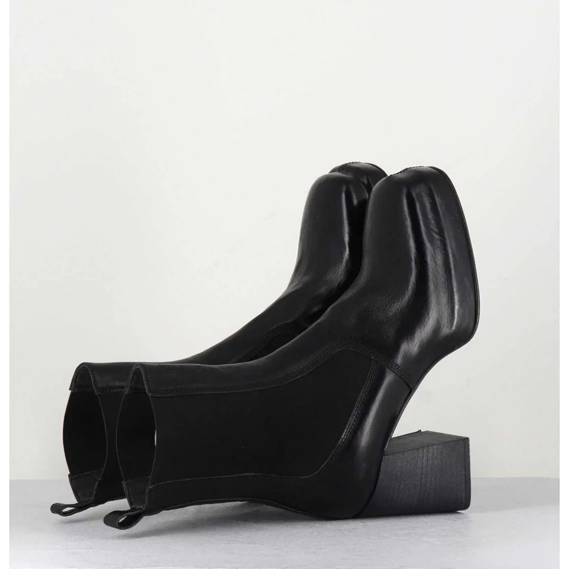 Bottines Chelsea En Cuir Noir Brillant - Cw337 Nero