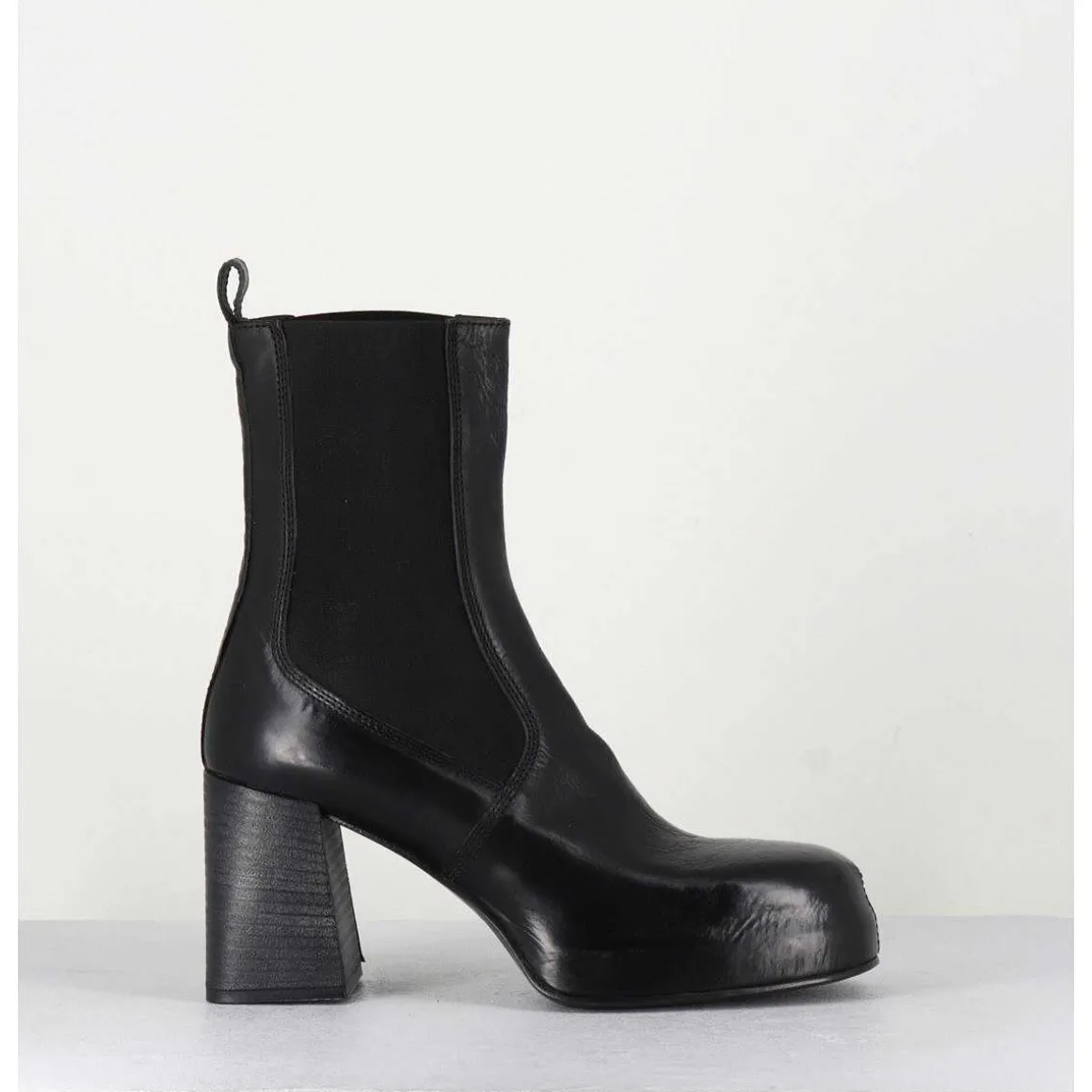 Bottines Chelsea En Cuir Noir Brillant - Cw337 Nero