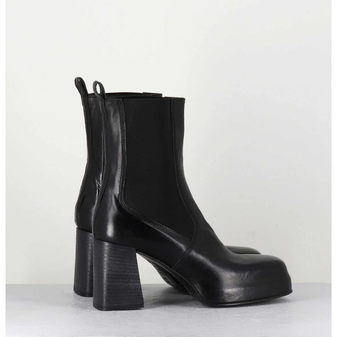 Bottines Chelsea En Cuir Noir Brillant - Cw337 Nero