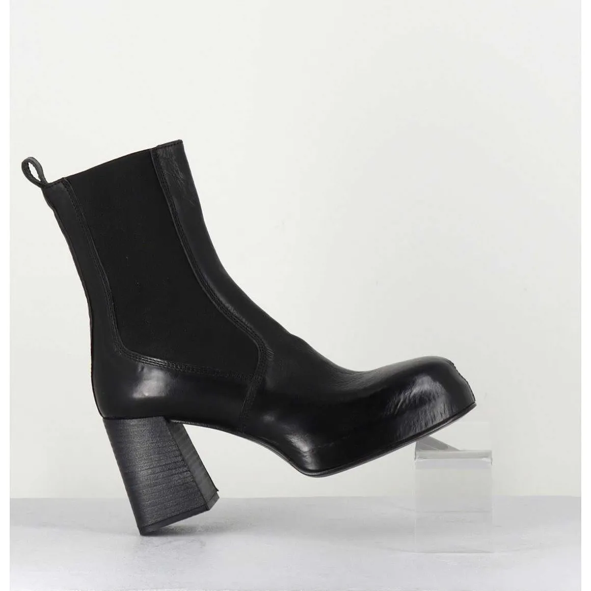 Bottines Chelsea En Cuir Noir Brillant - Cw337 Nero