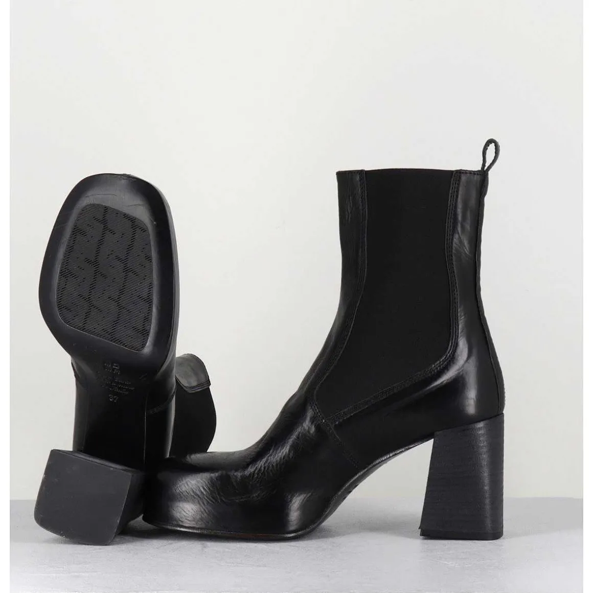 Bottines Chelsea En Cuir Noir Brillant - Cw337 Nero