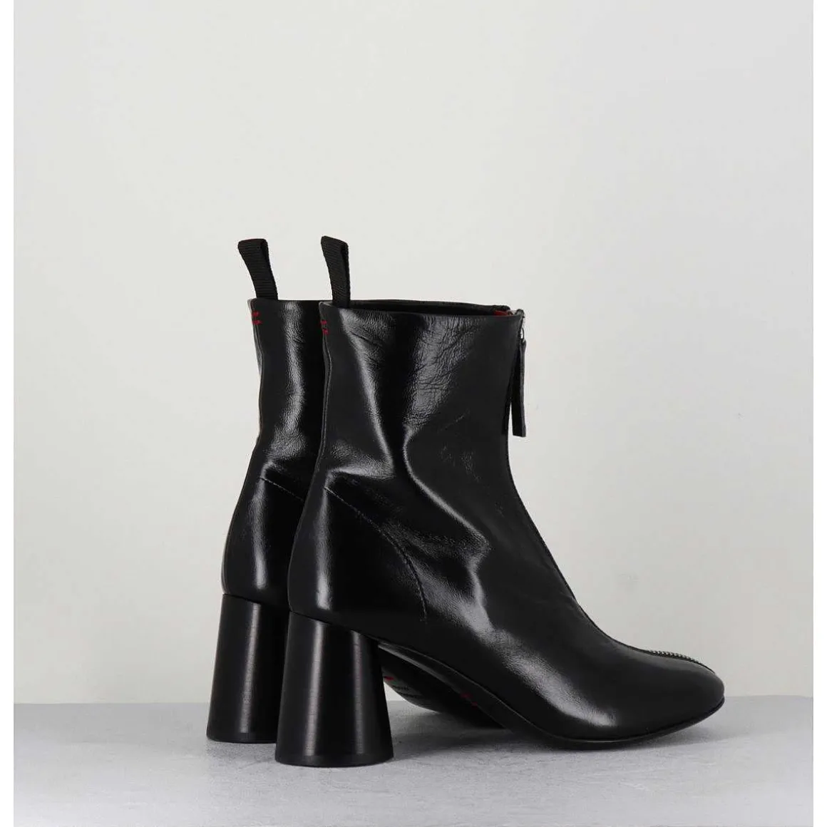 Bottines En Cuir Brillant Noir Tres Souple - Ace07 Nero