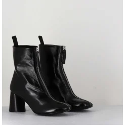 Bottines En Cuir Brillant Noir Tres Souple - Ace07 Nero