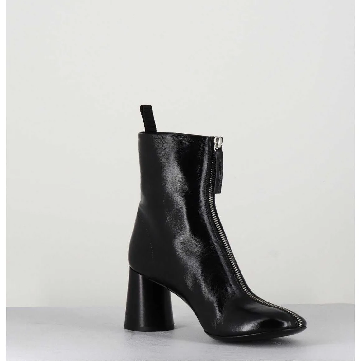 Bottines En Cuir Brillant Noir Tres Souple - Ace07 Nero