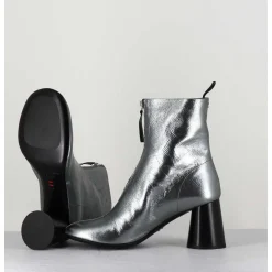 Bottines En Cuir Metallise Argent Tres Souple - Ace07 Metal