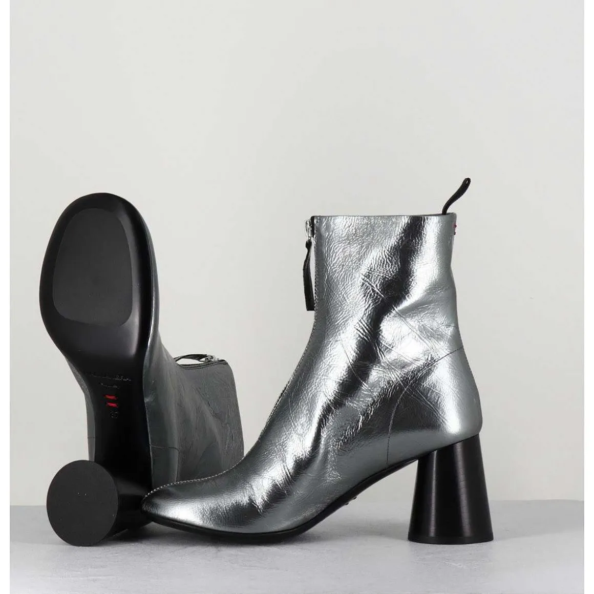 Bottines En Cuir Metallise Argent Tres Souple - Ace07 Metal