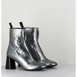 Bottines En Cuir Metallise Argent Tres Souple - Ace07 Metal