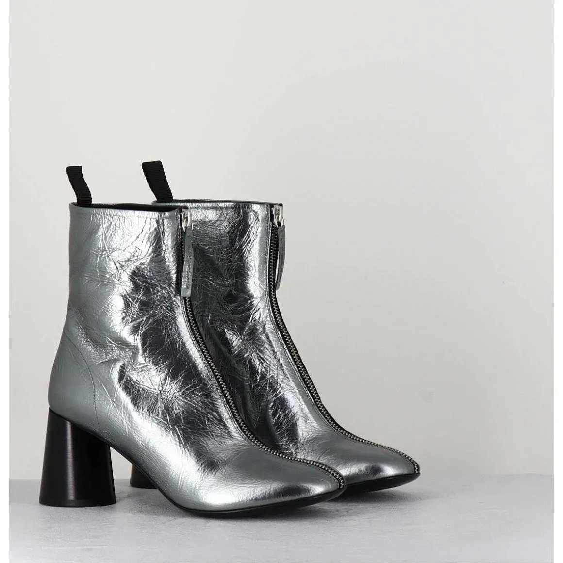 Bottines En Cuir Metallise Argent Tres Souple - Ace07 Metal