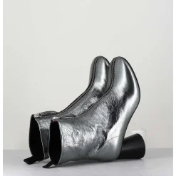 Bottines En Cuir Metallise Argent Tres Souple - Ace07 Metal