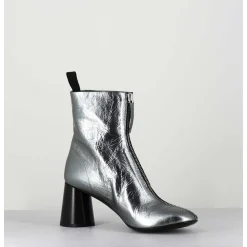 Bottines En Cuir Metallise Argent Tres Souple - Ace07 Metal