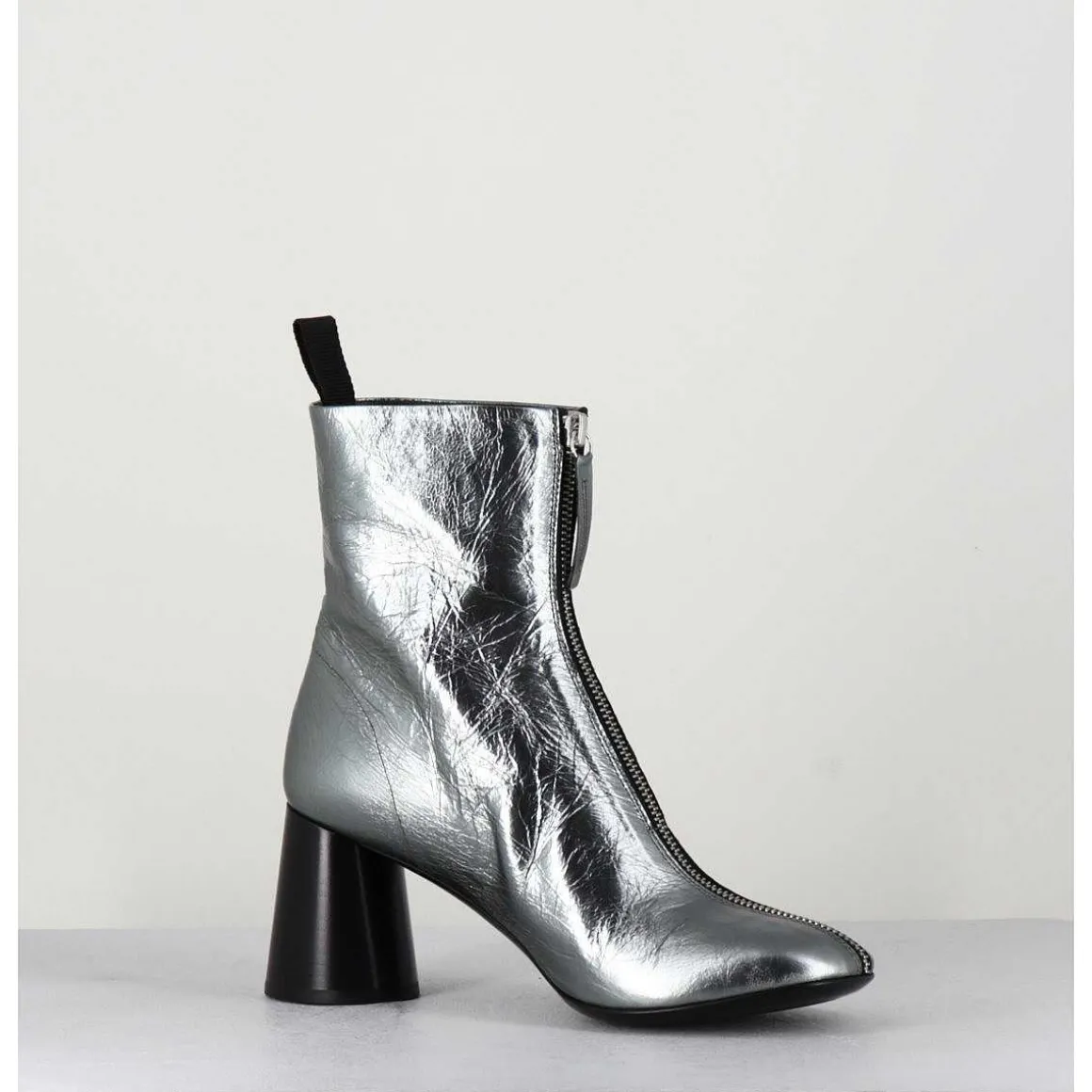 Bottines En Cuir Metallise Argent Tres Souple - Ace07 Metal