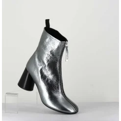 Bottines En Cuir Metallise Argent Tres Souple - Ace07 Metal