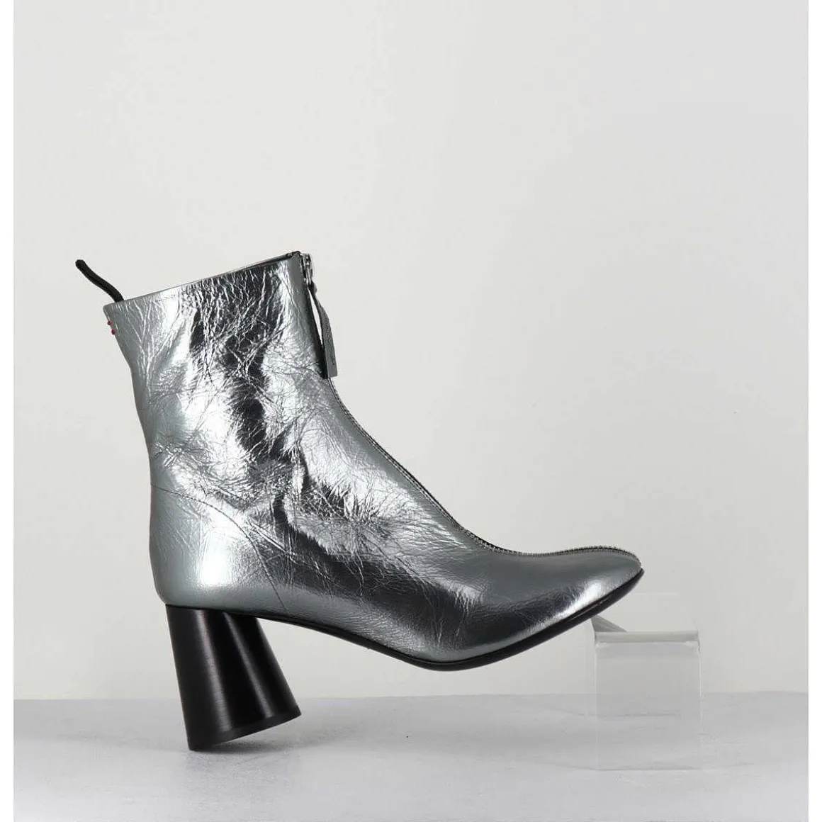 Bottines En Cuir Metallise Argent Tres Souple - Ace07 Metal