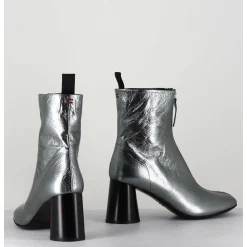 Bottines En Cuir Metallise Argent Tres Souple - Ace07 Metal