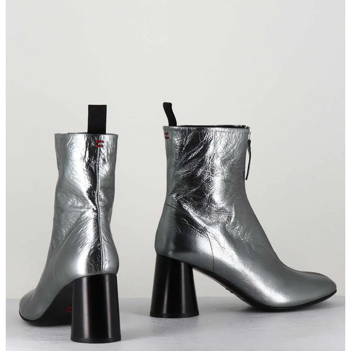 Bottines En Cuir Metallise Argent Tres Souple - Ace07 Metal