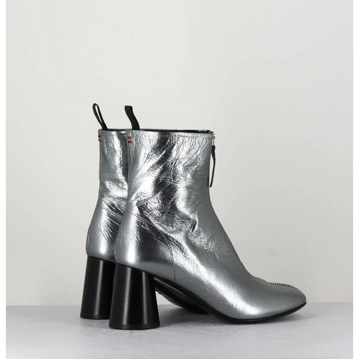 Bottines En Cuir Metallise Argent Tres Souple - Ace07 Metal