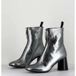 Bottines En Cuir Metallise Argent Tres Souple - Ace07 Metal