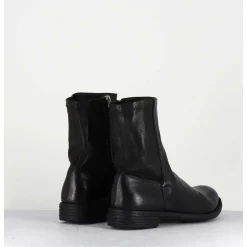 Bottines En Cuir Noir & Arriere Stretch - Mars043 Nero