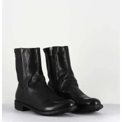 Bottines En Cuir Noir & Arriere Stretch - Mars043 Nero