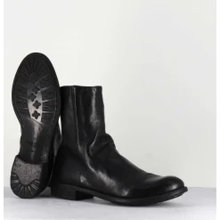 Bottines En Cuir Noir & Arriere Stretch - Mars043 Nero