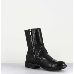 Bottines En Cuir Noir & Arriere Stretch - Mars043 Nero