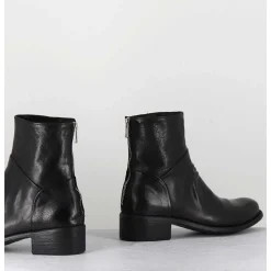 Bottines En Cuir Noir - Lison Caou 045 Nero