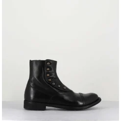 Bottines En Cuir Noir A Boutons - Lexikon095 Nero
