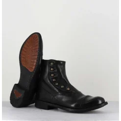 Bottines En Cuir Noir A Boutons - Lexikon095 Nero