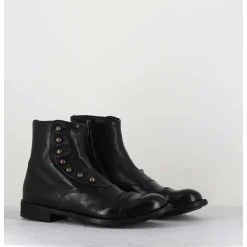 Bottines En Cuir Noir A Boutons - Lexikon095 Nero