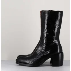 Bottines Esprit Santiags En Cuir Naplak Noir Impression Croco - 15617 Birmania Nero