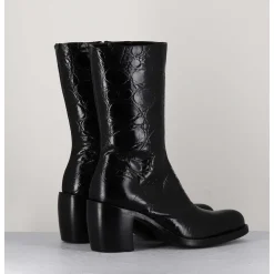 Bottines Esprit Santiags En Cuir Naplak Noir Impression Croco - 15617 Birmania Nero