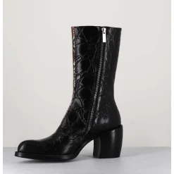 Bottines Esprit Santiags En Cuir Naplak Noir Impression Croco - 15617 Birmania Nero