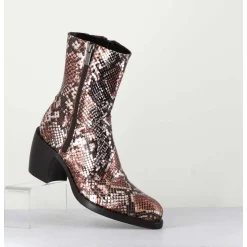 Bottines Esprit Santiags En Cuir Impression Python Brun Metallise - 15616 Luxury