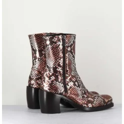 Bottines Esprit Santiags En Cuir Impression Python Brun Metallise - 15616 Luxury