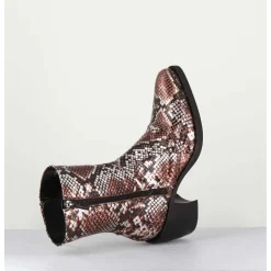 Bottines Esprit Santiags En Cuir Impression Python Brun Metallise - 15616 Luxury
