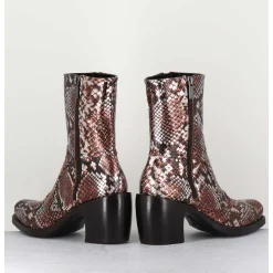 Bottines Esprit Santiags En Cuir Impression Python Brun Metallise - 15616 Luxury