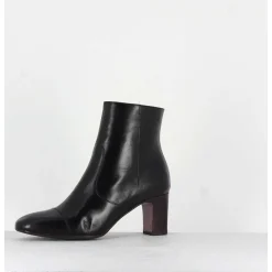 Bottines Petit Talons En Cuir Noir F568 - Garrice Lab