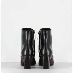 Bottines Petit Talons En Cuir Noir F568 - Garrice Lab