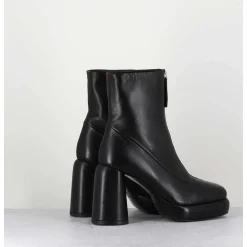 Bottines Plateforme En Cuir Noir Retro A Zip Central - Elsa07 Nero