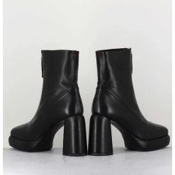 Bottines Plateforme En Cuir Noir Retro A Zip Central - Elsa07 Nero