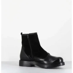 Bottines Plates A Boutons En Cuir Noir - Laco Carly Nero